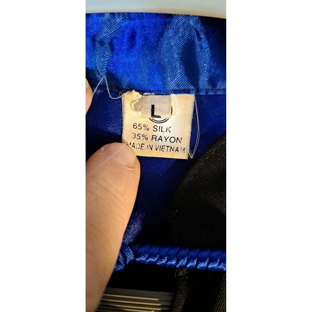 Mens Kung Fu Jacket Dragon‎ Embroidery Silk Blend Black Blue Yin Yang Large